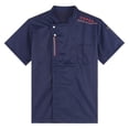 thumbnail image 5 of Chaqueta de chef con bordado de estrellas para hombre y mujer, manga corta, cuello alto, uniforme de cocina, ropa de trabajo para cocinar, hornear y restaurante, 5 of 5