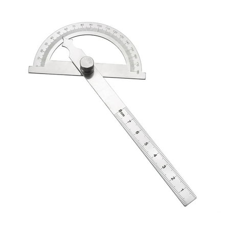 Uxcell 0-180° Round Head Protractor with 3.15" Arm Measuring Ruler Tool Stainless Steel Silver Tone