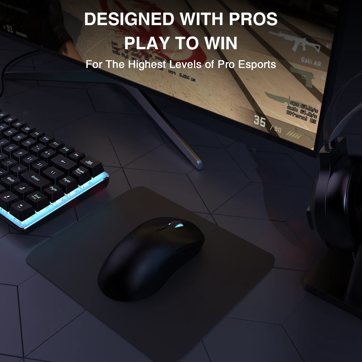 AJAZZ AJ199 Ambidextrous Ergonomic Design Optical Wireless Gaming Mouse, Black