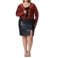 thumbnail image 2 of Agnes Orinda Plus Size Sequin Cardigan for Women Glitter Shinny Metallic Long Sleeve Shrug Bolero Cardigans Jackets 1X Red, 2 of 6