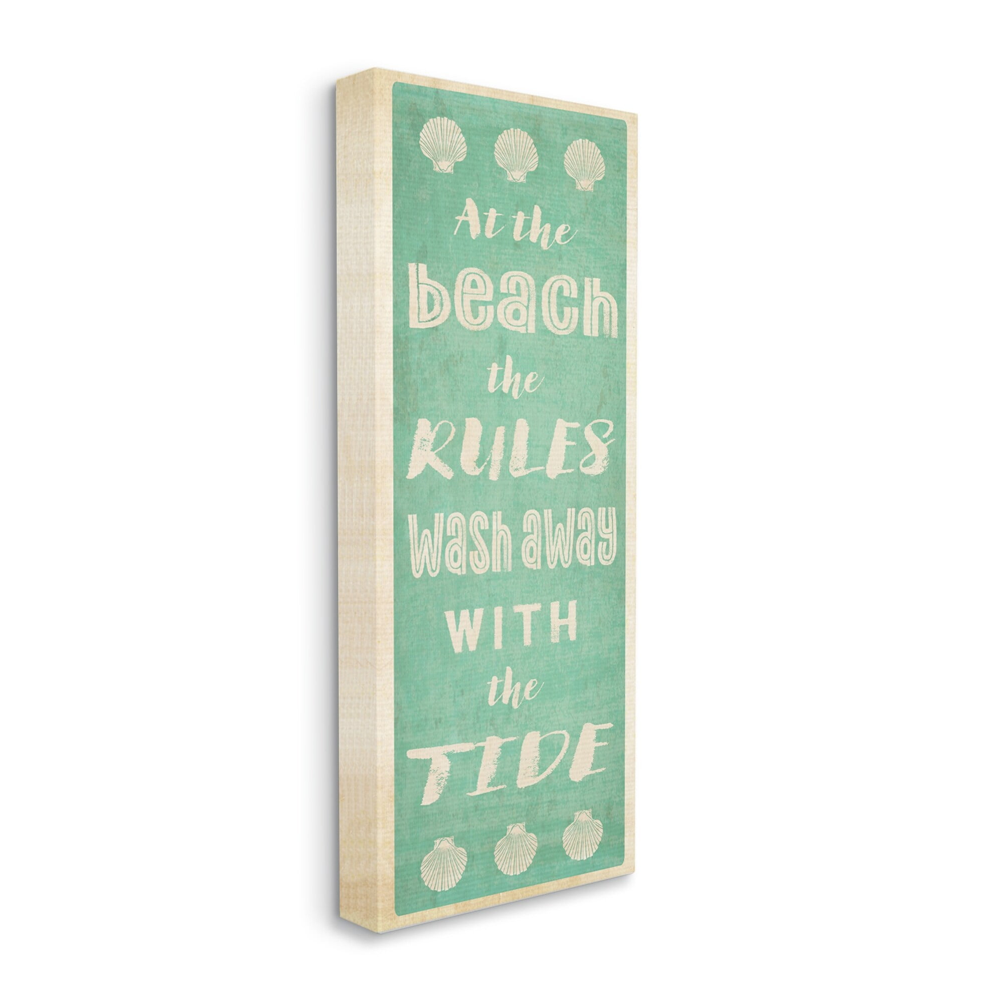 Stupell Industries Beach Rules Rustic Ocean Tide Phrase Sign Graphic Art Gallery Wrapped Canvas Print Wall Art, Design by Graffitee Studios