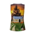 thumbnail image 5 of Xecao Fall Village Scenery print women's scoop neck, loose-fit workout tank tops for the gym., 5 of 9