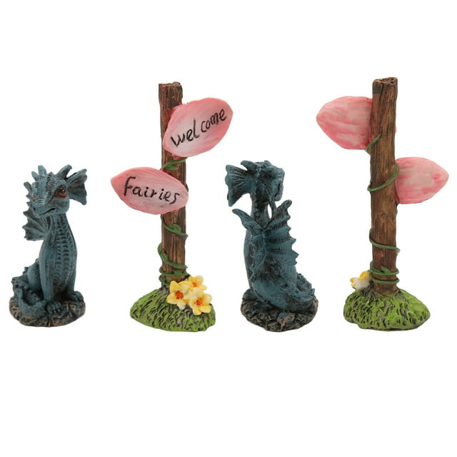Garden Statue Accessories, Waterproof Dragon Statue Set Synthetic Resin Miniature Sunproof for Lawn for Desktop