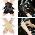 thumbnail image 4 of Womens Sexy Lace Driving Gloves Ladies Long Fingerless Half Finger Fishnet Gloves Lace Gloves Mesh Mitten Dance Gloves BLACK, 4 of 8