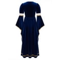 thumbnail image 3 of TiaoBug Girls Medieval Princess Royal Queen Renaissance Faire Dress Long Bell Sleeve Velvet Party Maxi Gown Royal Blue 14, 3 of 5
