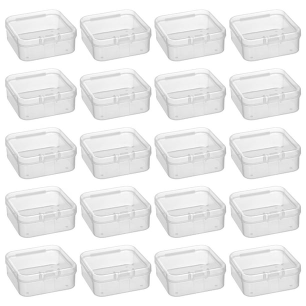 20 pequeños contenedores de plástico transparente con tapas, organizadores de cuentas, caja de almacenamiento pequeña