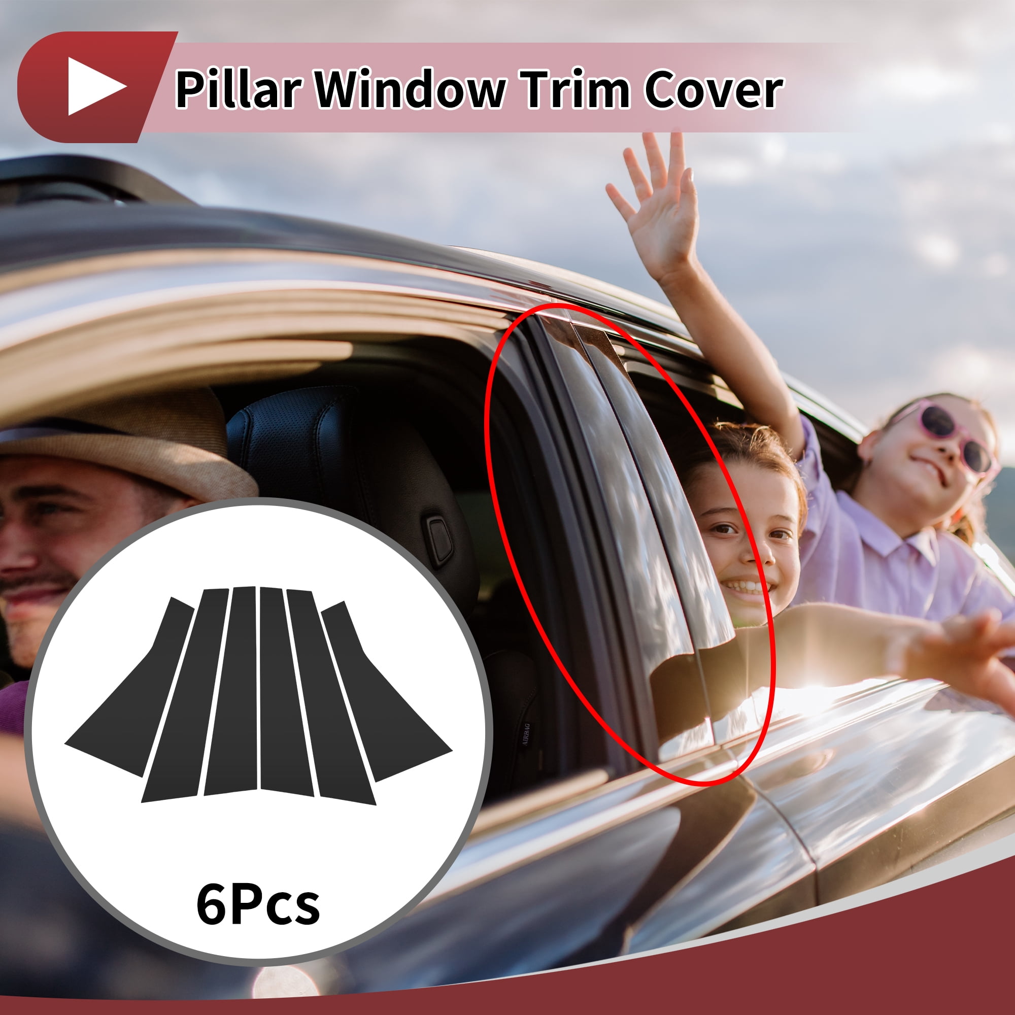 Unique Bargains 6Pcs Door Pillar Window Trim for Jeep Cherokee 2016-2020