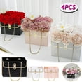 thumbnail image 3 of JeashCHAT 4 Pcs Flower Paper Gift Bag with Metal Chain, New Bouquet Storage Bucket, Florist Handbag Gift Bag for Wedding Party Birthday Valentine's Day Mother's Day Gift Wrap Supplies, Pink, 3 of 5