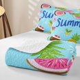 thumbnail image 3 of Erosebridal Summer Holiday Twin Quilt Set, Tropical Fruit Twin Coverlet Set, Navy Reversible 2 Pieces, 1 Bedspread and 1 Pillowcase, 3 of 6
