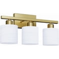 thumbnail image 2 of Bathroom Light Fixtures, Bathroom Lighting Fixtures Over Mirror, Interior Classic Vanity Lights, Modern Vanity Light with Textured White Glass Shade, Brushed Gold, 3-Light, 2 of 9