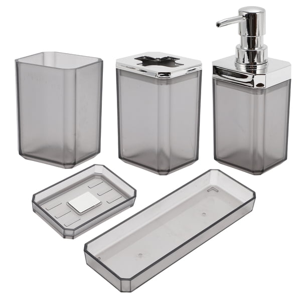 Conjunto de dispensador de jabón de moda único para baño y lavandería en gris