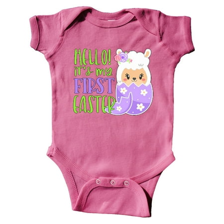 

Inktastic Hello! It s My 1st Easter Llama in Easter Egg Gift Baby Boy or Baby Girl Bodysuit