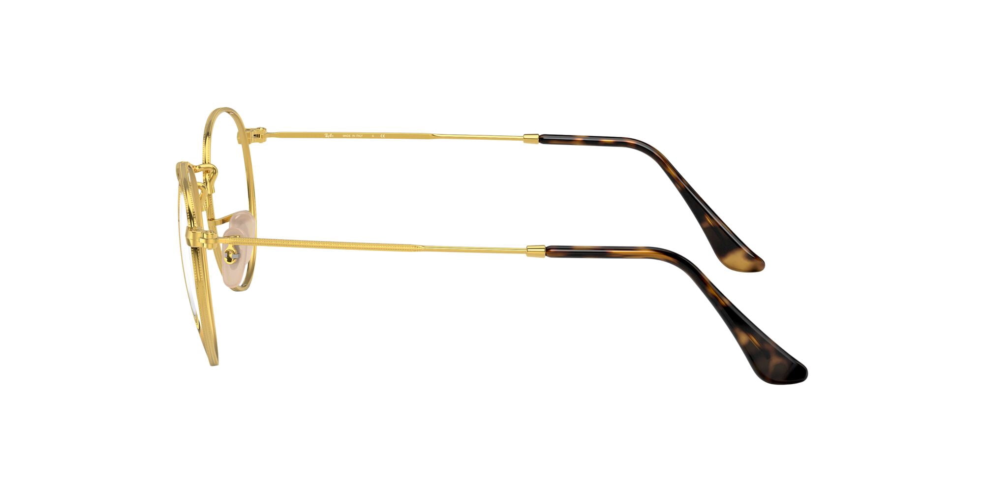 Ray-Ban Round Metal Prescription Eye Glasses with Metal Frames and Case, Arista Gold, Size 50