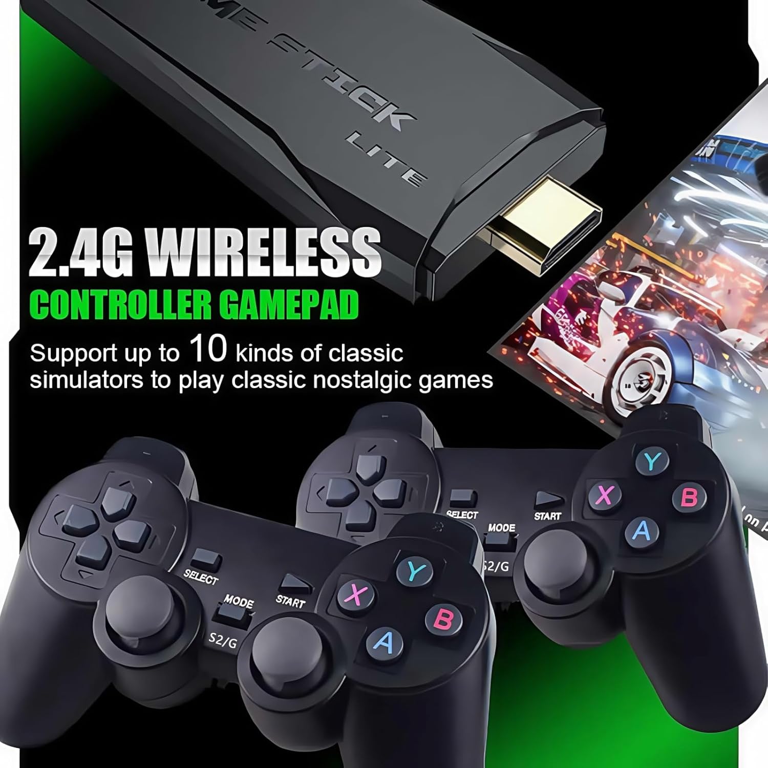 Retro Game Console with 20000+ Games, 4K HDMI Wireless TV Stick & 2.4G Controller, 9 Emulators Plug & Play for TV/PC/Projector