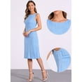 thumbnail image 2 of Unique Bargains Women Boat Neck Textured Sleeveless Sheath Dress M Light Blue, 2 of 6