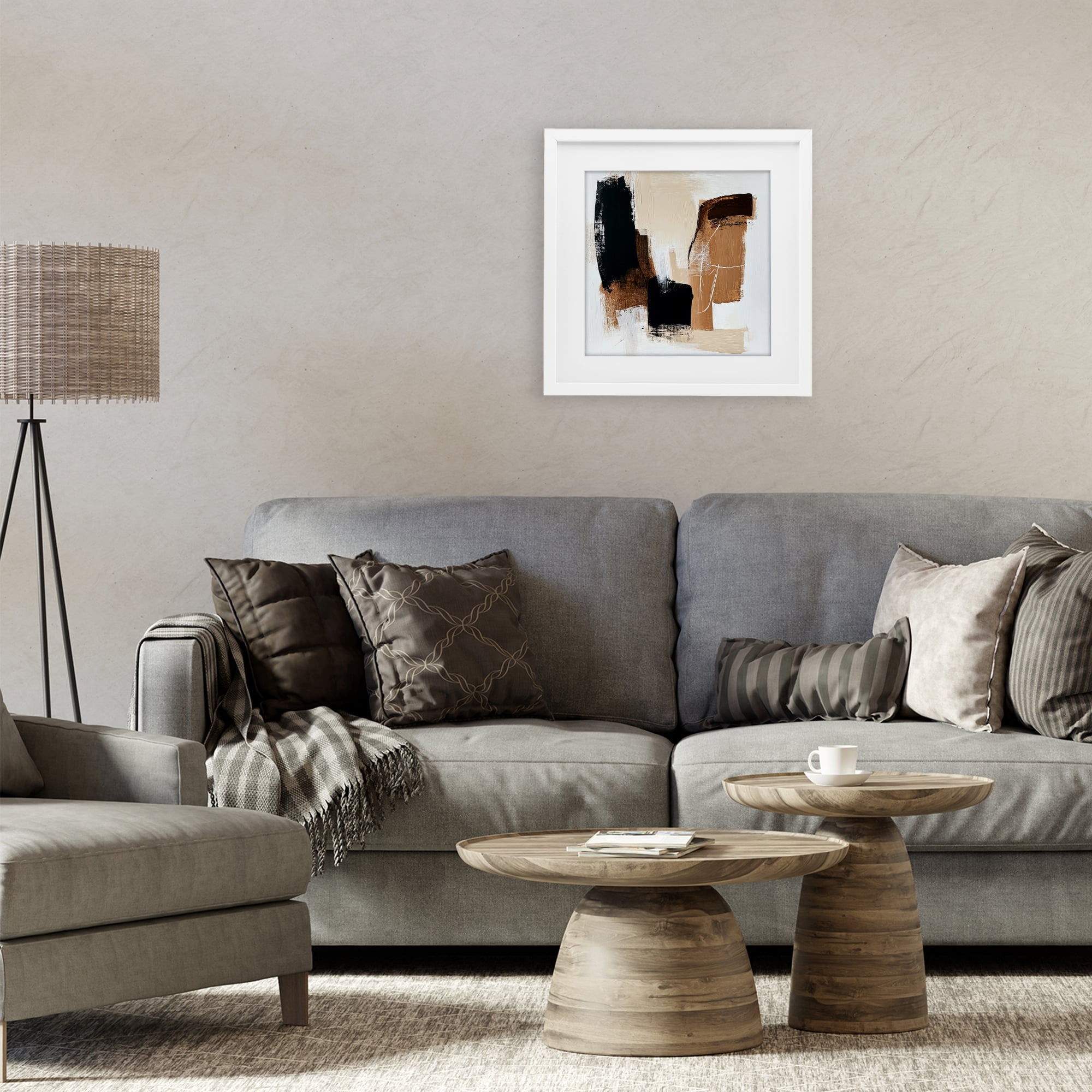 Stupell Industries Earthy Hues Neutral Balance White Framed Print Under Glass, design by Petal Prints Design