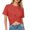 Red, variant on Glisme Tops For Women Short Sleeve Crop Tops Solid Color Round Neck Relax Fit T Shirt Fashion Clothes Wine S