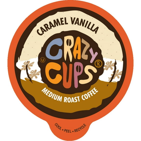 Crazy Cups Caramel Vanilla Medium Roast Coffee, for Keurig K Cups Brewers, 22 Count