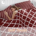 thumbnail image 4 of Cal King 4 Piece Bedding Set Morocco Ethnic Pattern Soft Breathable Duvet Cover and Pillowcase,Modern Geometric on Burgundy Red Duvet Cover Set Washable Bed Sheets for Bedroom Dormitory Guest Room, 4 of 9