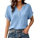 thumbnail image 2 of Neewe Women's Summer Cotton Short Sleeve T-Shirt Solid Color V-Neck Loose Casual top Daily Outfits, 2 of 7