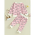 thumbnail image 4 of Bagilaanoe 2PCS Toddler Baby Girl Long Pants Set Print Long Sleeve Sweatshirt Tops + Drawstring Sweatpants 6M 12M 18M 24M 3T 4T Kids Casual Sweatsuits, 4 of 9