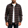 thumbnail image 2 of TKKCS Mens Long Sleeve Plaid Button Down Shirts- Turn Down Collar Layering Casual Midweight Flannel Jacket Shirt Brown Size L, 2 of 10