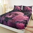 thumbnail image 4 of Feelyou Pink Rose Flower Twin Sheet Sets for Couple, Romantic Gothic Skull Twin Fitted Sheet, Spider Web Flat Sheet, Breathable Home Decor, 3 Pieces, 4 of 8