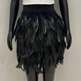 thumbnail image 2 of Womens Faux Feather A Line Mini Skirt with Bold Colors and Fluffy Texture for Women Who Love To Stand Out Black L, 2 of 4