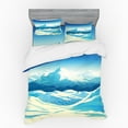 thumbnail image 1 of Ambesonne Landscape Bedding Set 4 Pcs, Snowy Mountainous Area, Queen, Sky Blue Pale Yellow, 1 of 3