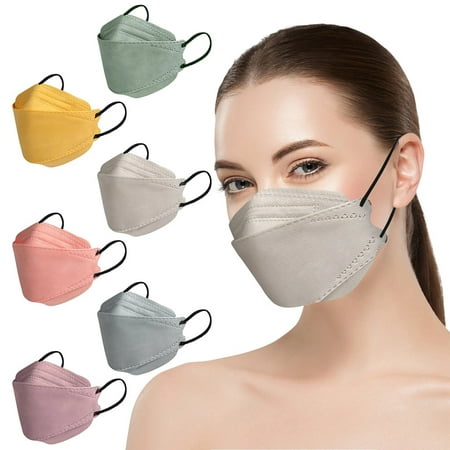 50Pcs KN95 Face Masks Fish Mask Adult Colorful Mask 4 Layer Protective Masks KF94 Masks,Random Color