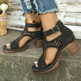 thumbnail image 3 of Dakaela Chunky Heeled Sandals for Women Cutout Open Toe Summer Shoes Dress Ankle Booties Black 6.5, 3 of 7