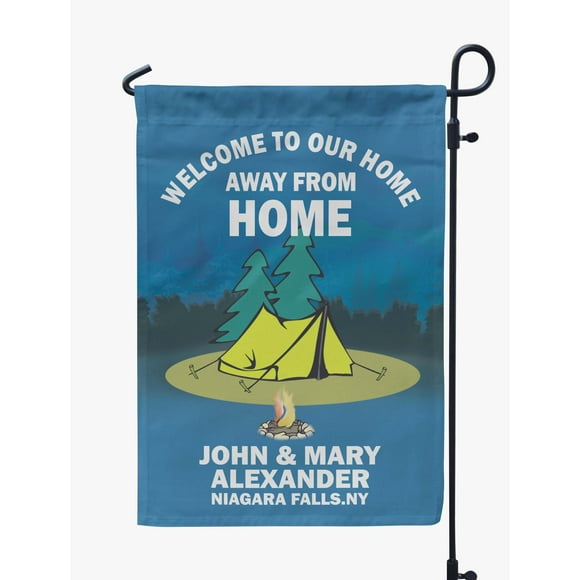 Printtoo Medium Blue Welcome To Our Home Away From Home Campsite CampingFlagCustom Personalized Camping Flags For Campers Double Sided CampsiteFlag