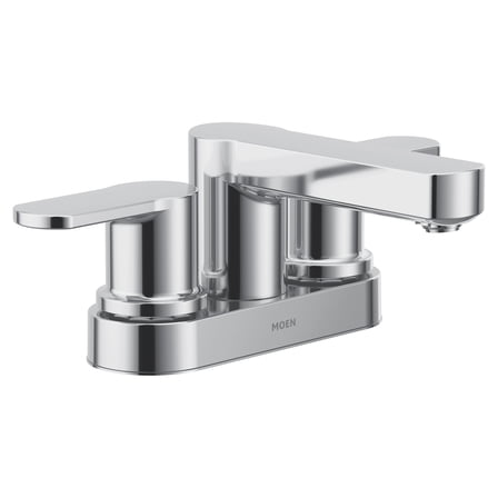 Moen Laris Chrome Two-Handle 4” Centerset Modern Bathroom Faucet, 84015