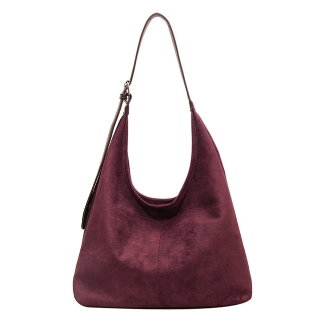 Bolso Hombro Mujer Gamuza Elegante Bandolera Hobo Diario (Vino) Rojo