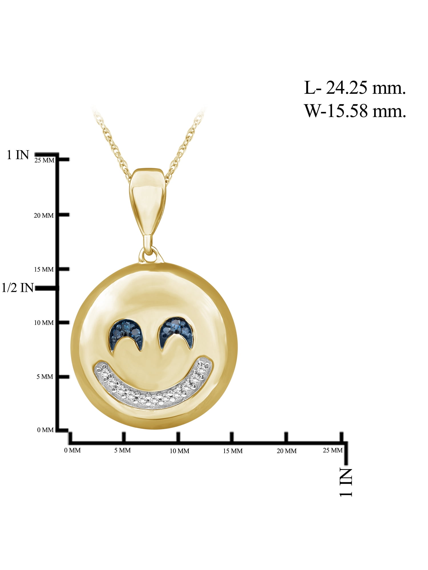 JewelersClub Accent Blue And White Diamond 14K Gold Over Silver Emoji Pendant