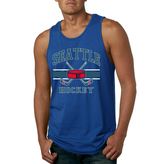 Wild Bobby City of Seattle Hockey Fantasy Fan Sports Men's Tank Top, Royal, X-Large
