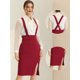 thumbnail image 2 of Falda de cintura alta con tirantes ajustables para mujer Borgoña L, 2 of 6