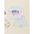 thumbnail image 4 of Musuos Boys Summer Outfit Short Sleeve Round Neck Clothing Tops + Letter Printing Elastic Waist  Shorts, 1-6 Years, 4 of 9
