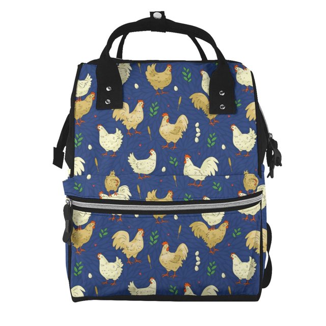 Fotbe Funny Chicken Mochila Maternidad - Lona de Sarga Impermeable, Mochila de Pañales de Gran Capacidad con Múltiples Bolsillos y Correas Ajustables