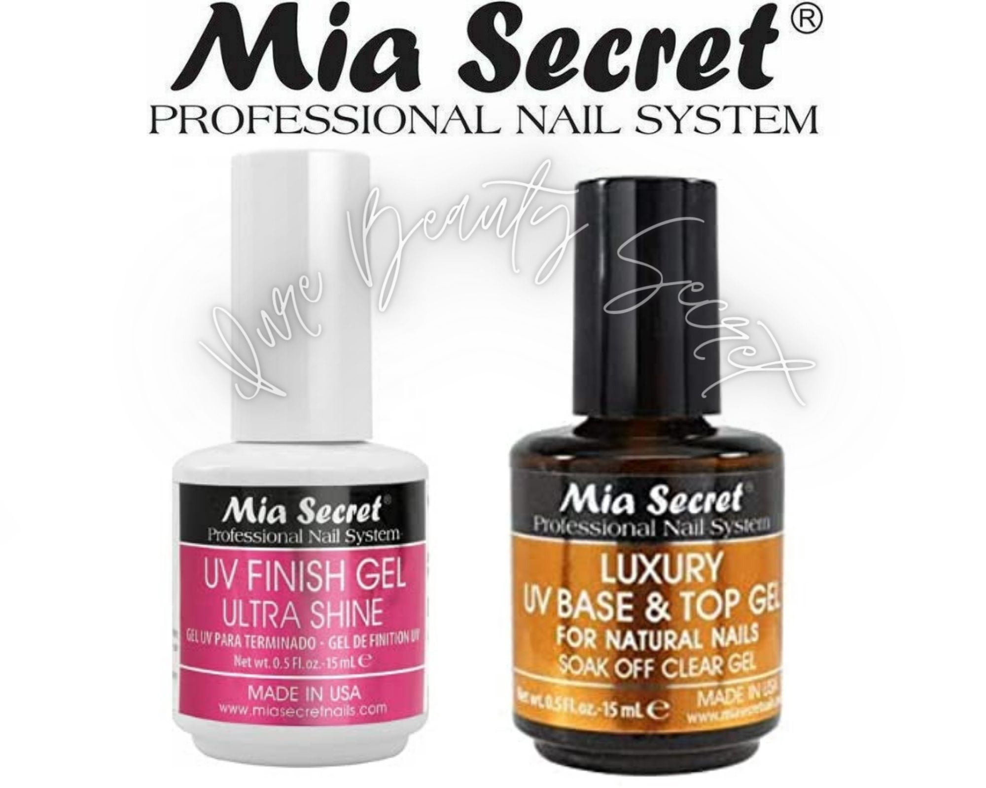 Mia Secret UV Finish Gel Ultra Shine  and Luxury UV Base & Top Gel 0.50 oz