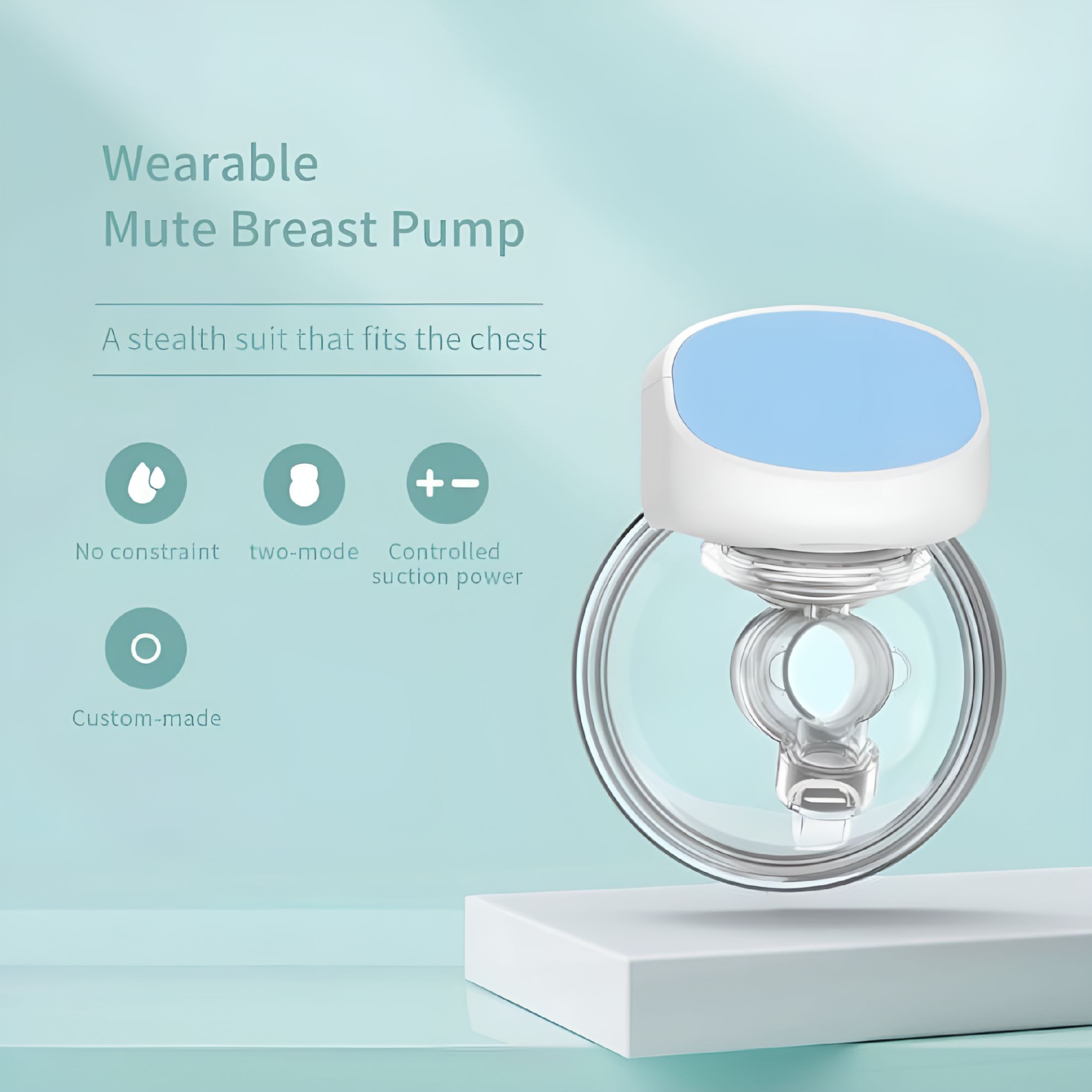 XIRQI Portable Wireless Electric Breast Pump with 2 Modes 5 Levels Silicone Hands Free Breastfeeding Breastpump Worn in-Bra, Low Noise and Painless with Massage 24mm
