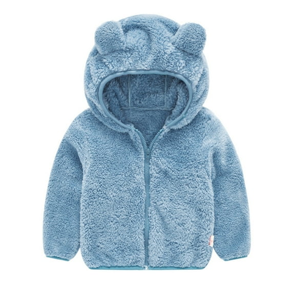 Toddler Boy Girl Hooded Fleece Jacket Zip up Teddy Bear Hoodie Fuzzy Warm Coat Baby Cute Bear Ears Winter Outwear