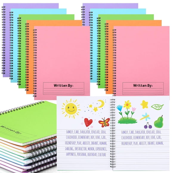 Henoyso 20 Pcs 100/50 Feuilles Cahier de Composition Primaire M-2 en Vrac Spirale Journal Primaire Dessin Écriture Pratique pour Enfants Maternelle 1re 2e