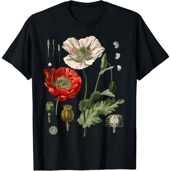 Red Poppy Botanical Poppies Red Poppy T-Shirt