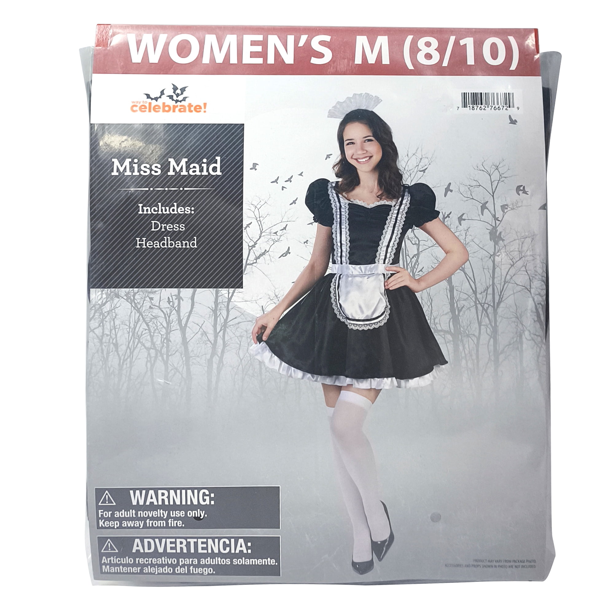 Miss Maid Halloween Costume for Adults, Women's Size M (8/10), by Way to Celebrate