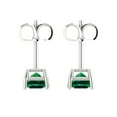 thumbnail image 4 of 1 ct Push-Back Stud Earrings for Women | 4.5mm Princess Cut Simulated Emerald | 18K White Gold, 4 of 5