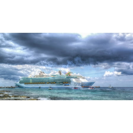 Canvas Print Cruise Ship Caribbean Travel Clouds Sea Vacation Stretched Canvas 10 x