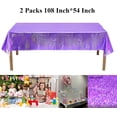 thumbnail image 4 of Glitter Purple Party Table Cloth - 54'' x 108'' - 2 Packs - Disposable Plastic Rectangular Tablecover for Demons/Galaxy/Space/Birthday Themed, 4 of 6