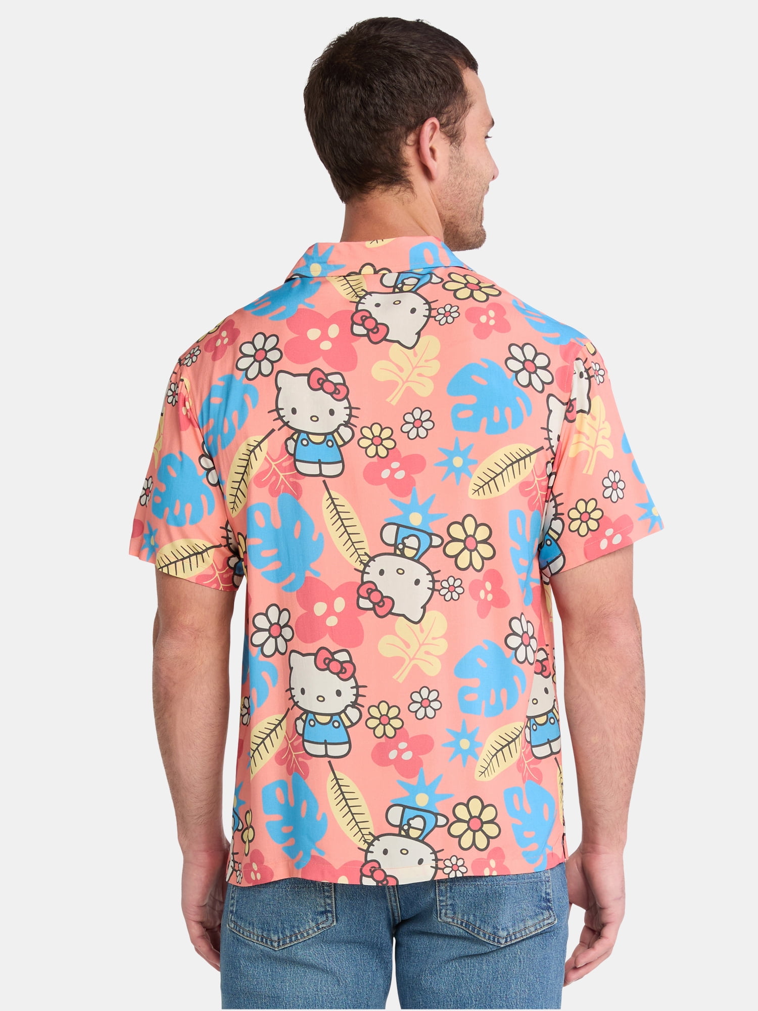 Hello Kitty and Friends Men's and Big Men's Graphic Print Mesh Shirt with Short Sleeves, Sizes S-3XL