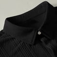thumbnail image 4 of LNWUY Mens Solid Color Textured Short Sleeve Button Down Shirts Casual Stylish Summer Slim Fit Collared Business Work Tops Black M, 4 of 9